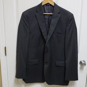 Jos. A. Bank 44L Gray Blue Stripe Wool Silk Blend 2 Button Vented Classic Career